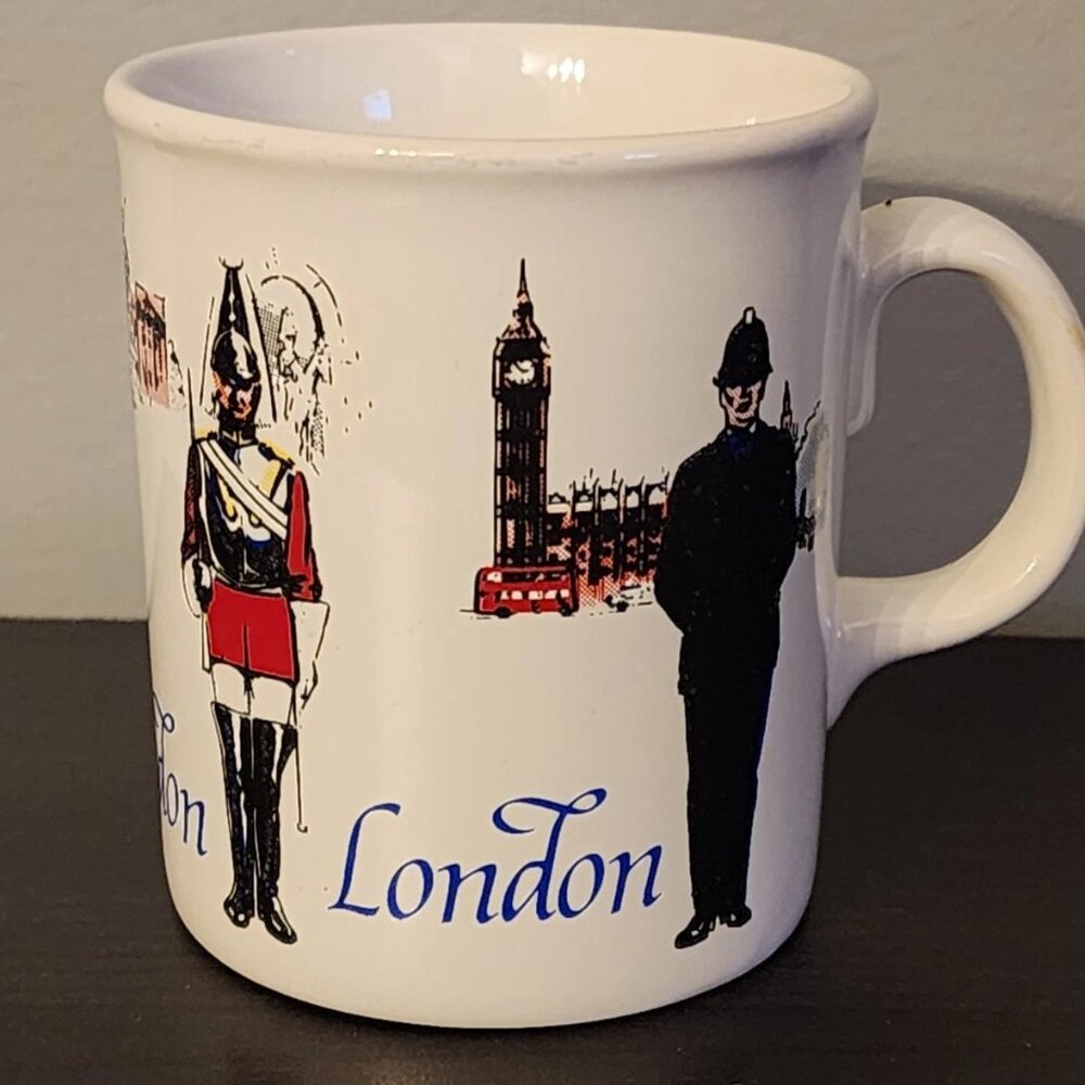 London Mug Cup Made in England Features Iconic Guards And Scenes